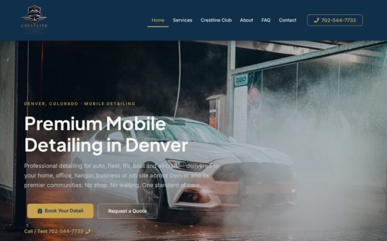Crestline Detailing website built by Infinix Development