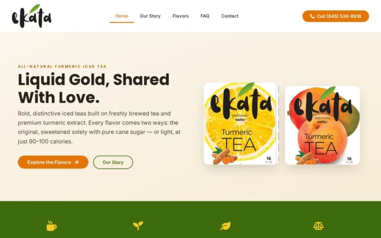 ekata Turmeric Iced Tea website built by Infinix Development