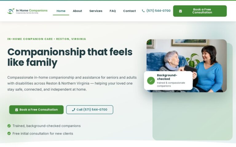 In Home Companions website built by Infinix Development